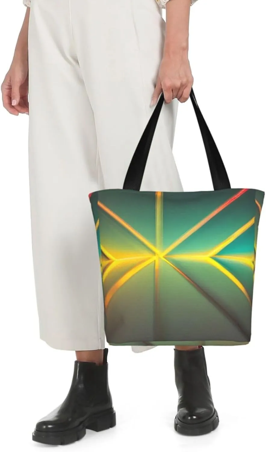 Stylish And Durable Abstract Geometric Shoulder Bag - Full Print, Large Capacity