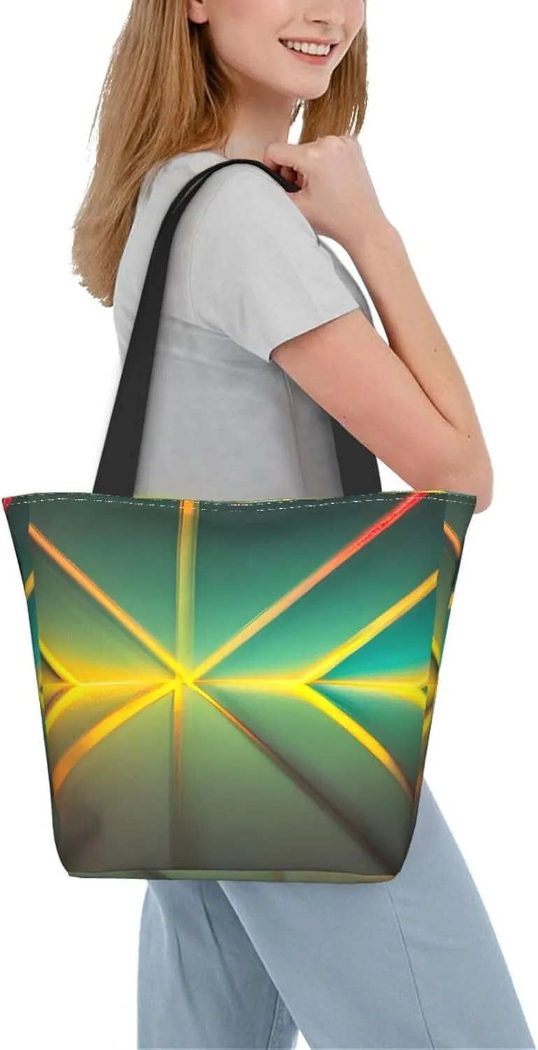Stylish And Durable Abstract Geometric Shoulder Bag - Full Print, Large Capacity