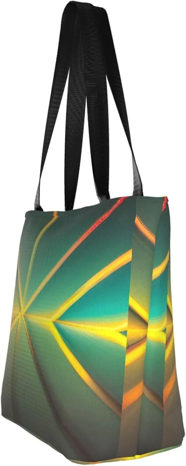 Stylish And Durable Abstract Geometric Shoulder Bag - Full Print, Large Capacity