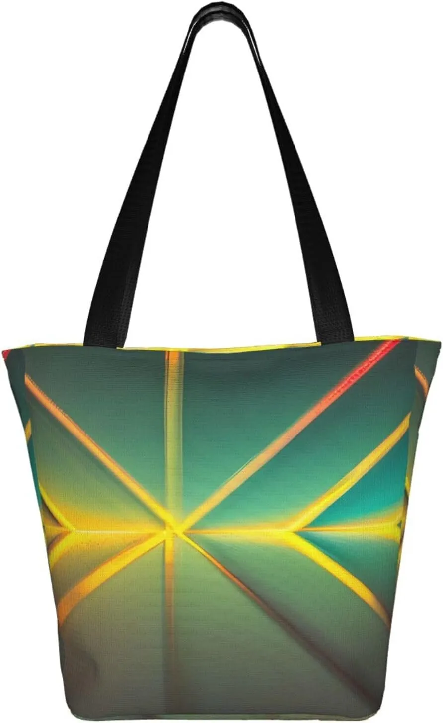 Stylish And Durable Abstract Geometric Shoulder Bag - Full Print, Large Capacity