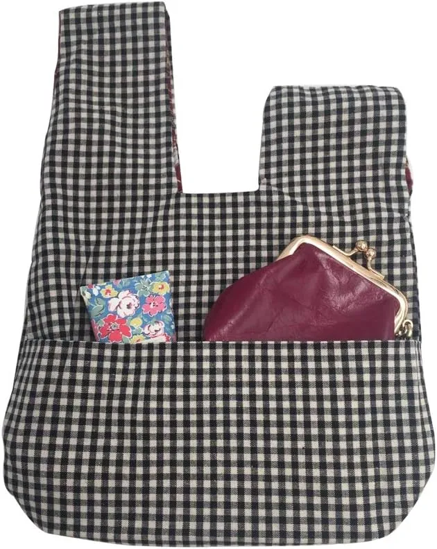 Stylish Cotton Japanese Pattern Wrist Bag Sleeve Knot Pouch Portable Canvas Tote Purse for Female, Women