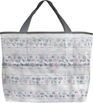 Summer Beach Beach Tote Bag for Women, Coastal Coral Starfish Teal Purple Nautical Mesh Beach Bags Waterproof Sandproof, Outdoor Picnic Swim Pool Handbag - Large Beach Bag with Zipper and Pockets