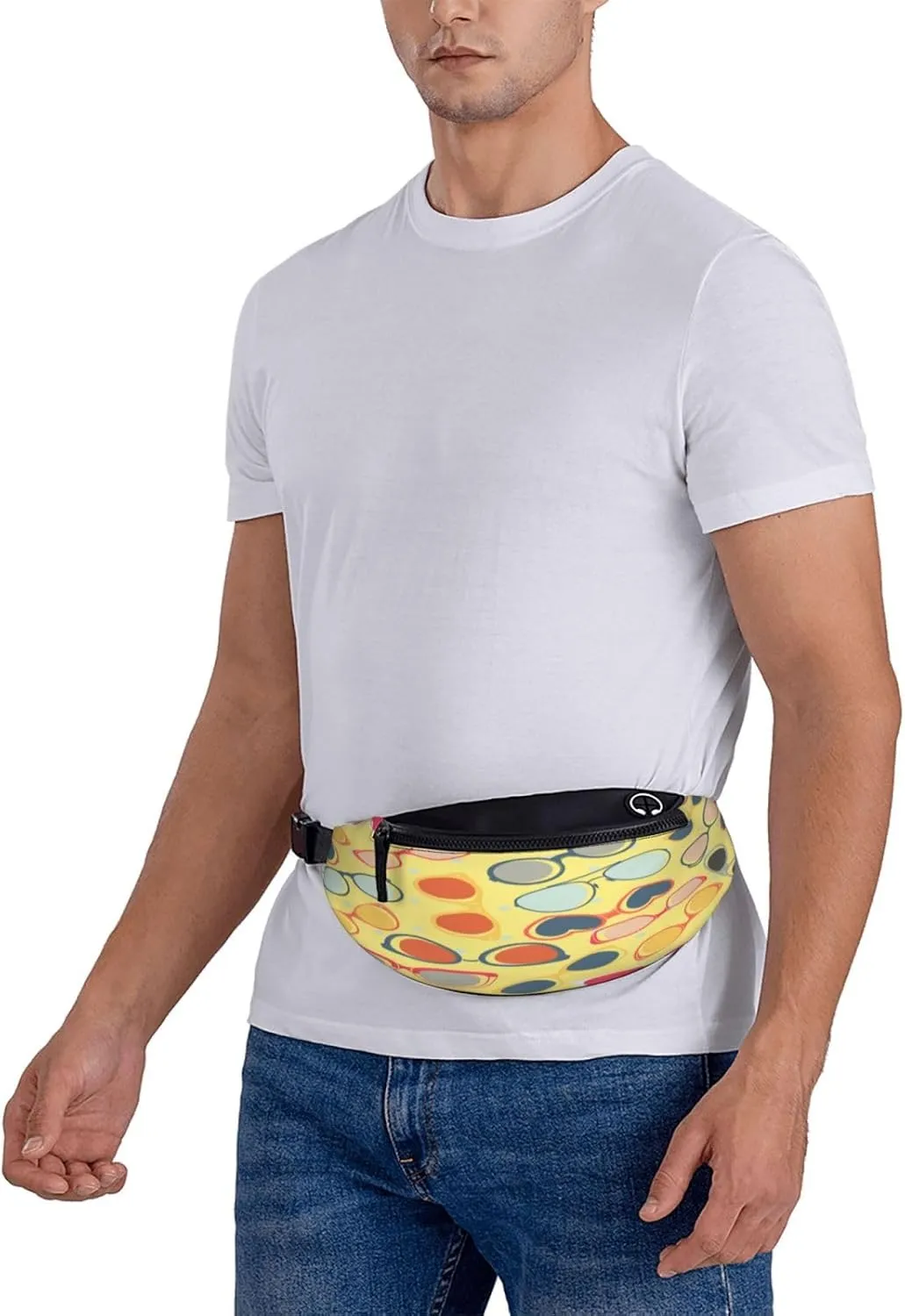 Sunglasses Yellow Fanny Pack, Crossbody Waist Packs for Women Men Waist Bags with Adjustable Strap for Travel Running Hiking Sport