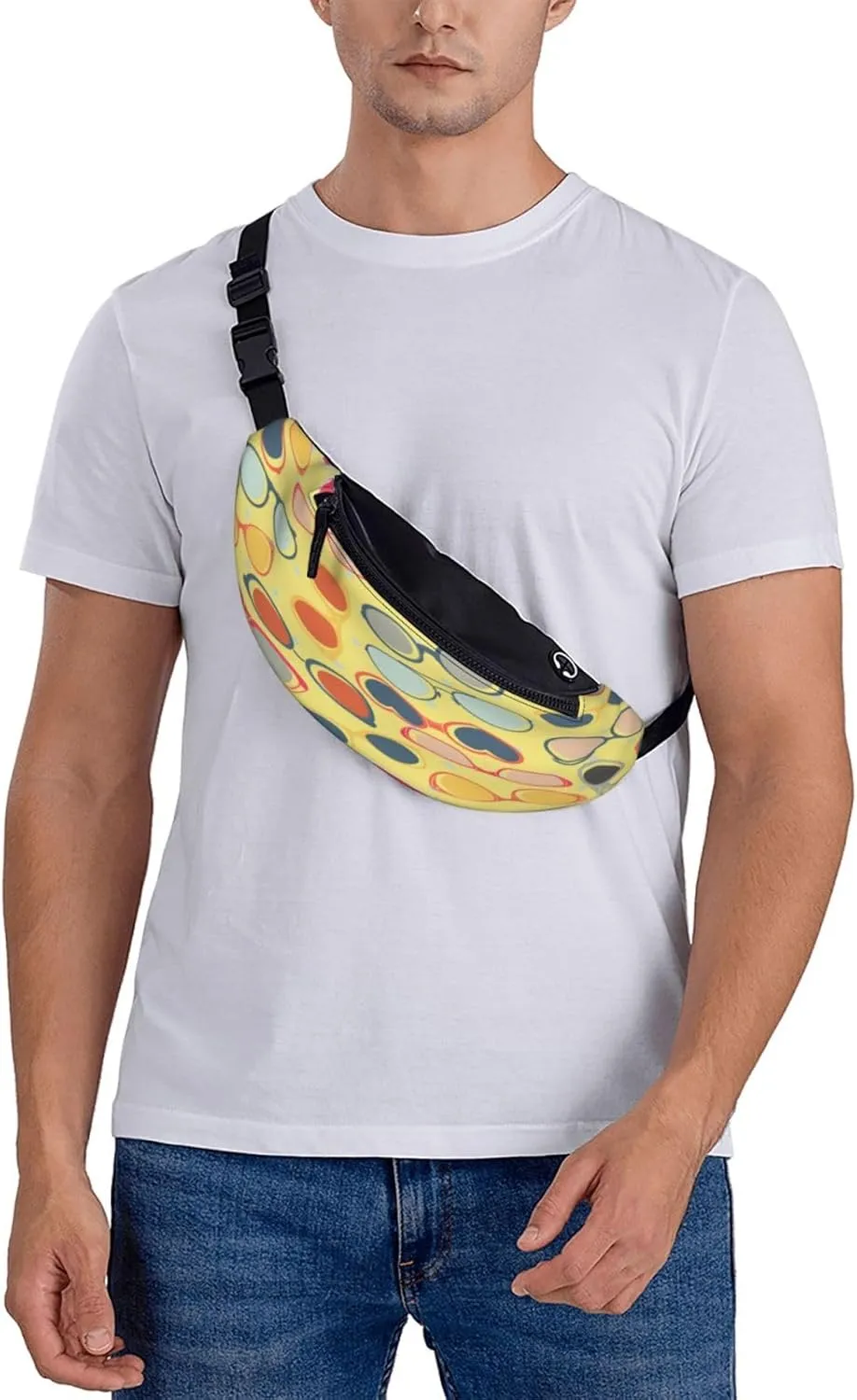 Sunglasses Yellow Fanny Pack, Crossbody Waist Packs for Women Men Waist Bags with Adjustable Strap for Travel Running Hiking Sport