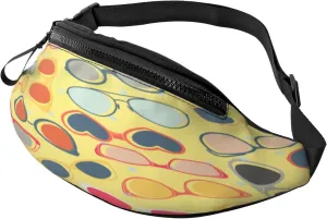 Sunglasses Yellow Fanny Pack, Crossbody Waist Packs for Women Men Waist Bags with Adjustable Strap for Travel Running Hiking Sport