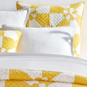 Sunny Side Quilted Sham, King, Yellow Geometric Pattern
