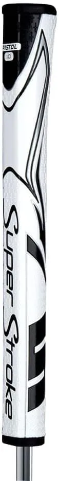SuperStroke Zenergy Pistol Tour Golf Putter Grip with No Taper Enhanced SPYNE Technology, New Multi-Zone Texturing and Tech-Port, Blue/White