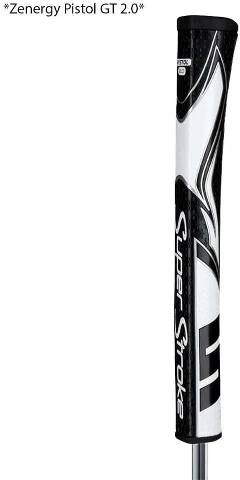 SuperStroke Zenergy Pistol Tour Golf Putter Grip with No Taper Enhanced SPYNE Technology, New Multi-Zone Texturing and Tech-Port, Blue/White