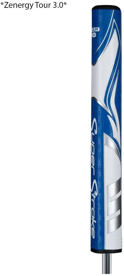 SuperStroke Zenergy Tour 1.0 Golf Putter Grip with No Taper Enhanced SPYNE Technology, New Multi-Zone Texturing, Blue