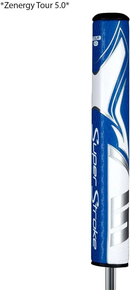 SuperStroke Zenergy Tour 1.0 Golf Putter Grip with No Taper Enhanced SPYNE Technology, New Multi-Zone Texturing, Blue