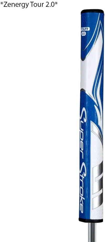 SuperStroke Zenergy Tour 1.0 Golf Putter Grip with No Taper Enhanced SPYNE Technology, New Multi-Zone Texturing, Blue