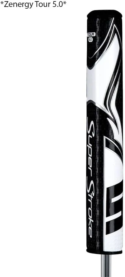 SuperStroke Zenergy Tour 3.0 Golf Putter Grip with No Taper Enhanced SPYNE Technology, New Multi-Zone Texturing and Tech-Port, Black/White
