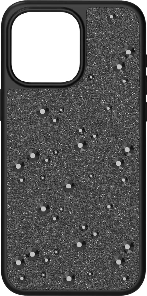 Swarovski High Smartphone Case for Apple iPhone 15 Pro Max, Black Swarovski Crystal Fabric with Black Flatback Crystals, Part of The Swarovski High Collection