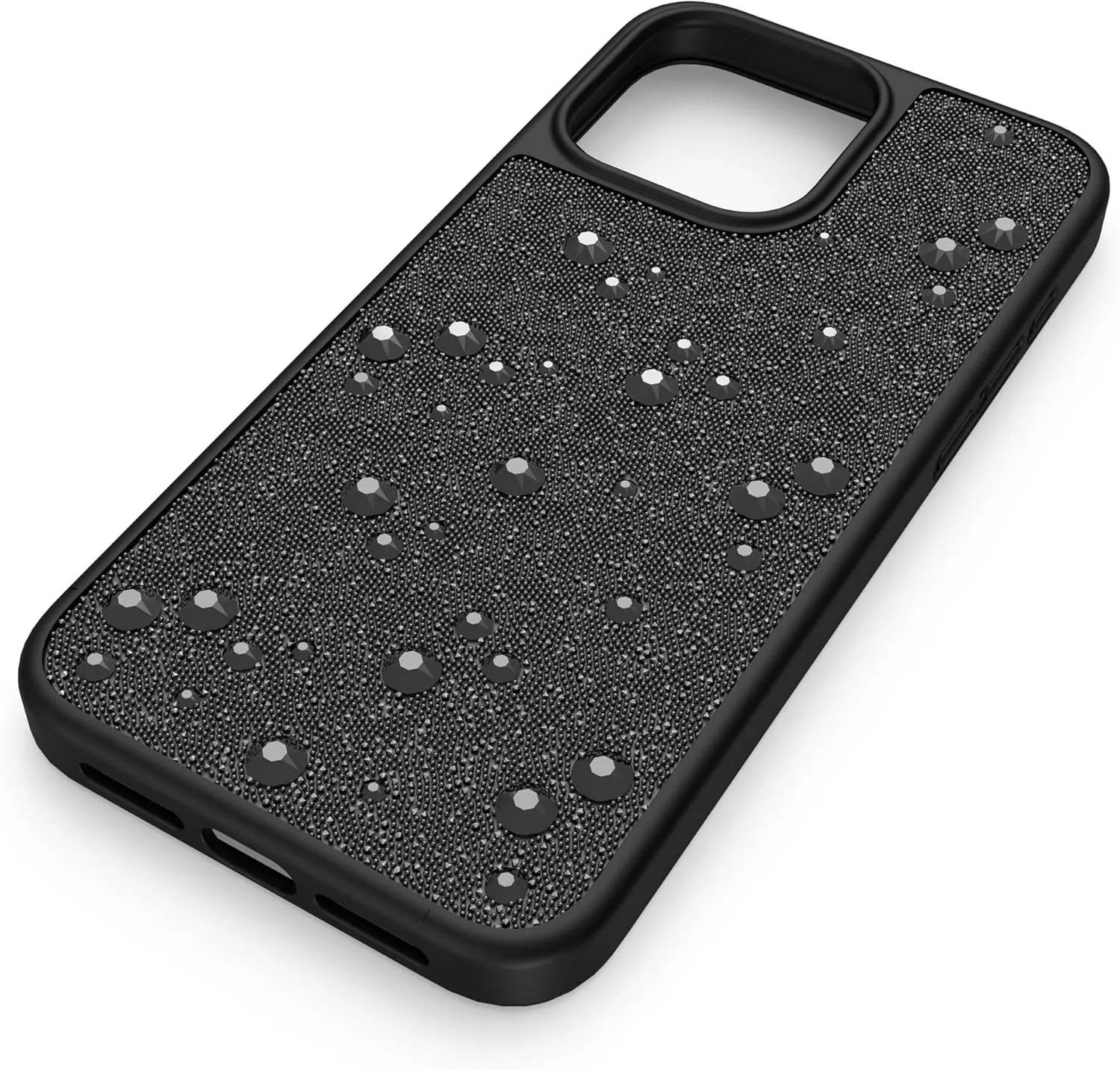 Swarovski High Smartphone Case for Apple iPhone 15 Pro Max, Black Swarovski Crystal Fabric with Black Flatback Crystals, Part of The Swarovski High Collection