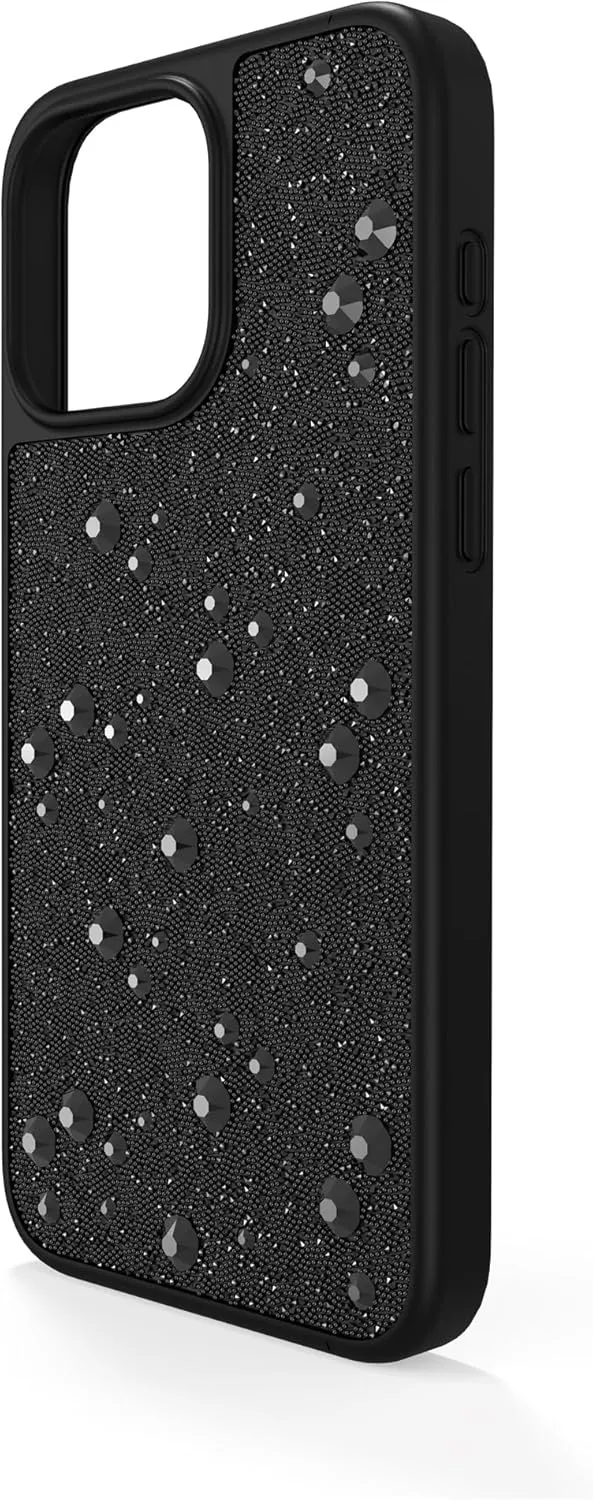 Swarovski High Smartphone Case for Apple iPhone 15 Pro Max, Black Swarovski Crystal Fabric with Black Flatback Crystals, Part of The Swarovski High Collection