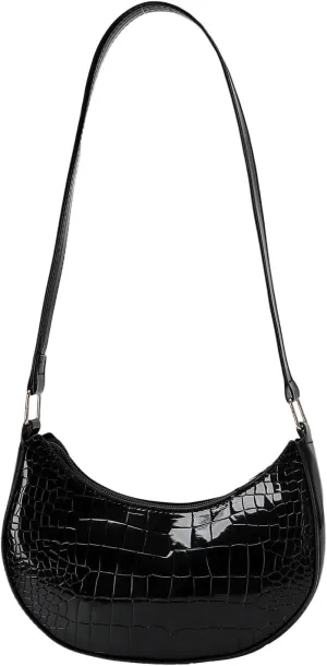 SweatyRocks Women's Elegant PU Leather Medium Shoulder Bag Geometric Quilted Zip Top Solid Hobo Bag with Adjustable Strap