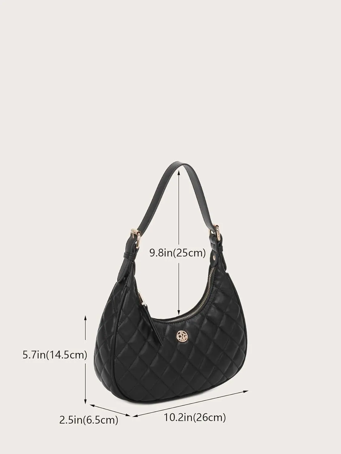 SweatyRocks Women's Elegant PU Leather Medium Shoulder Bag Geometric Quilted Zip Top Solid Hobo Bag with Adjustable Strap