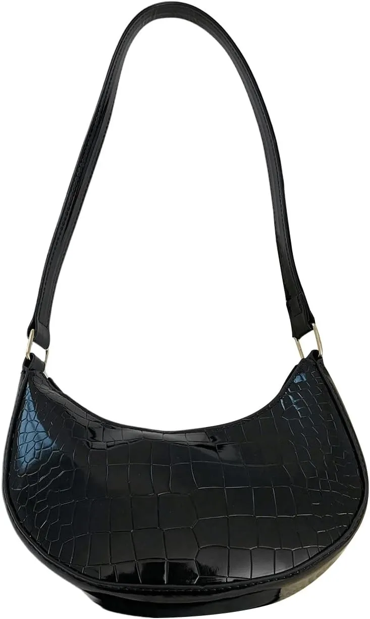 SweatyRocks Women's Elegant PU Leather Medium Shoulder Bag Geometric Quilted Zip Top Solid Hobo Bag with Adjustable Strap