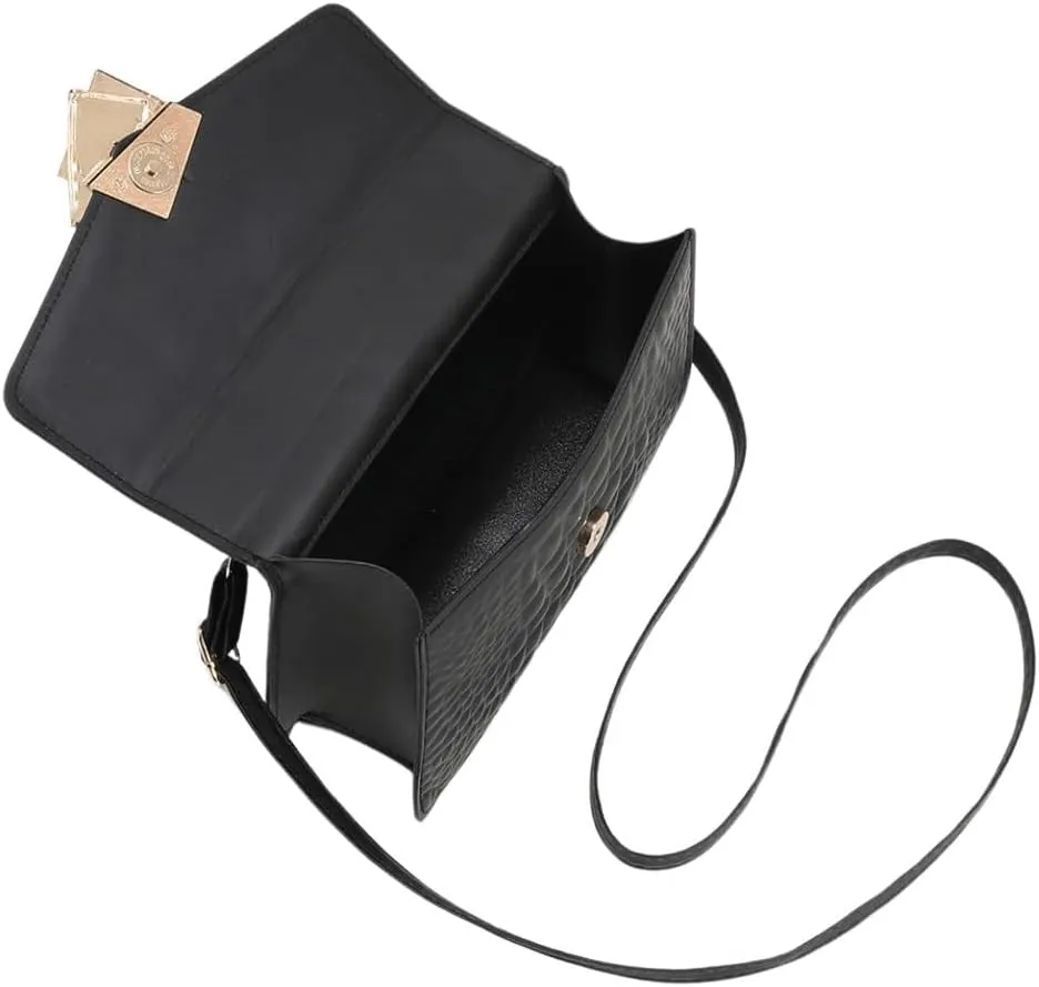 SweatyRocks Women's PU Leather Emboss Satchel Handbags Ruched Top Handle Buckle Square Bag