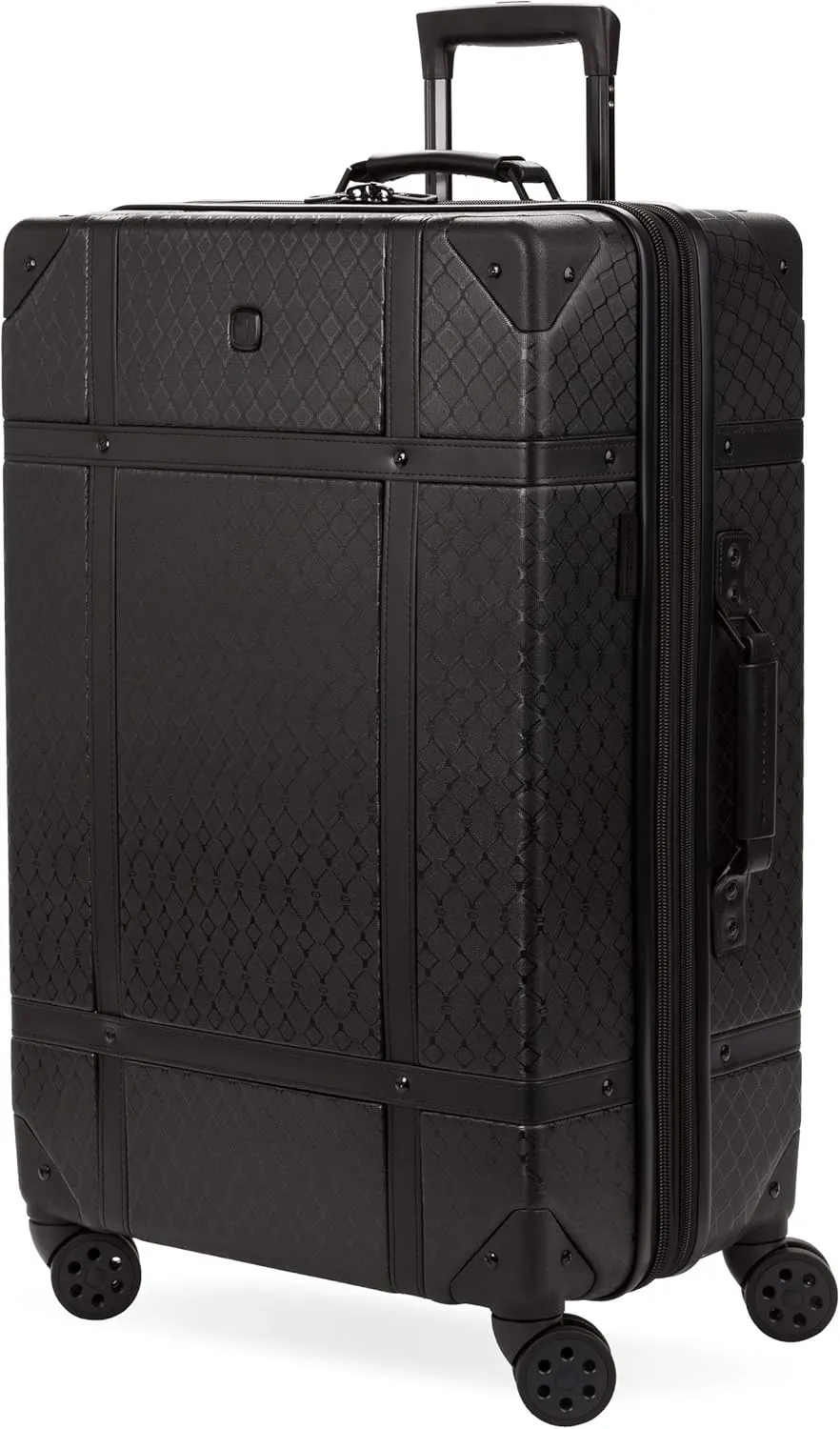 SwissGear 7739 Hardside Luggage Trunk with Spinner Wheels, Black, Checked-Large 26-Inch