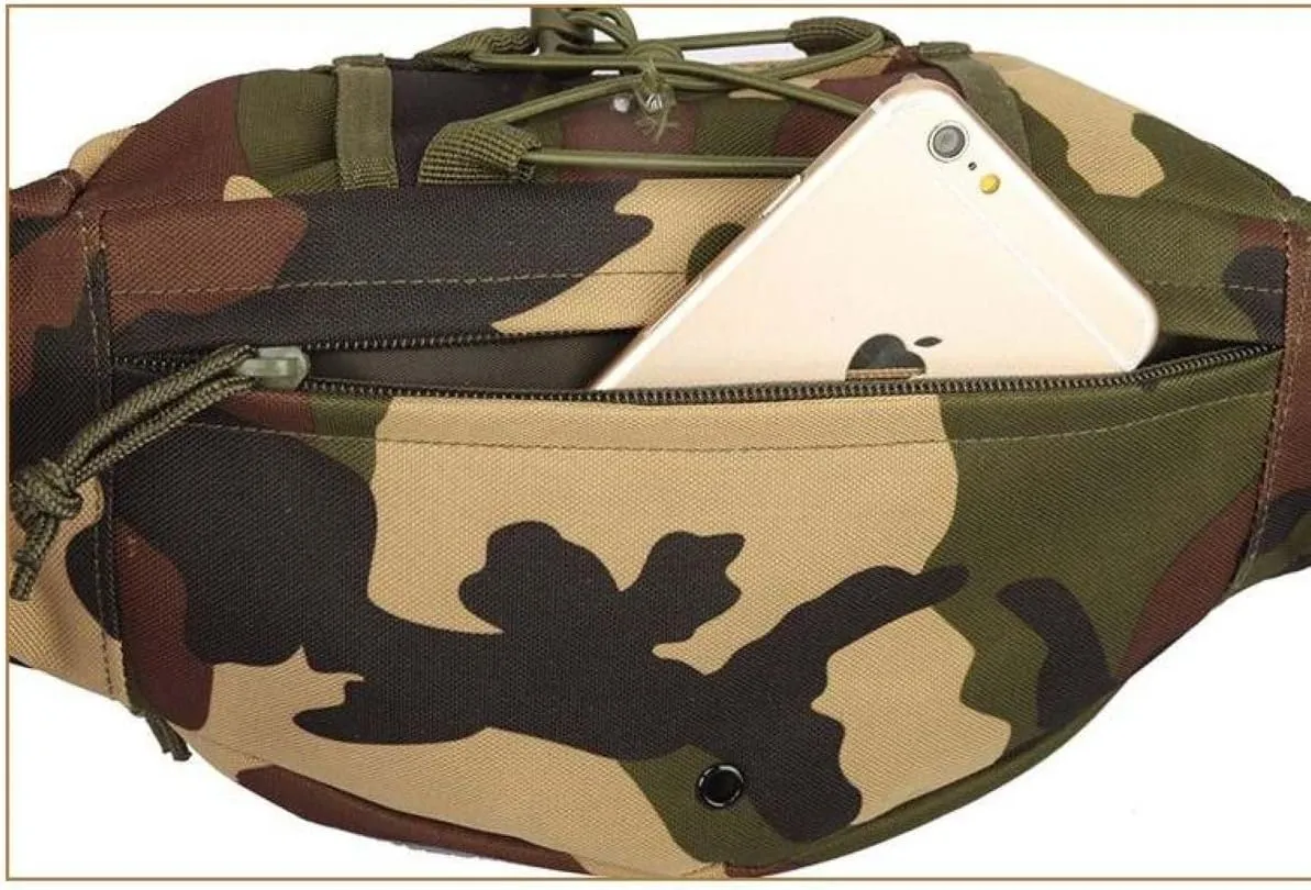 Tactical Fanny Pack Military Camo Print Waist Bag Pack Hip Bum EDC Bag with Adjustable Strap for Camping Hiking Hunting (Camo J6504 Tectical)
