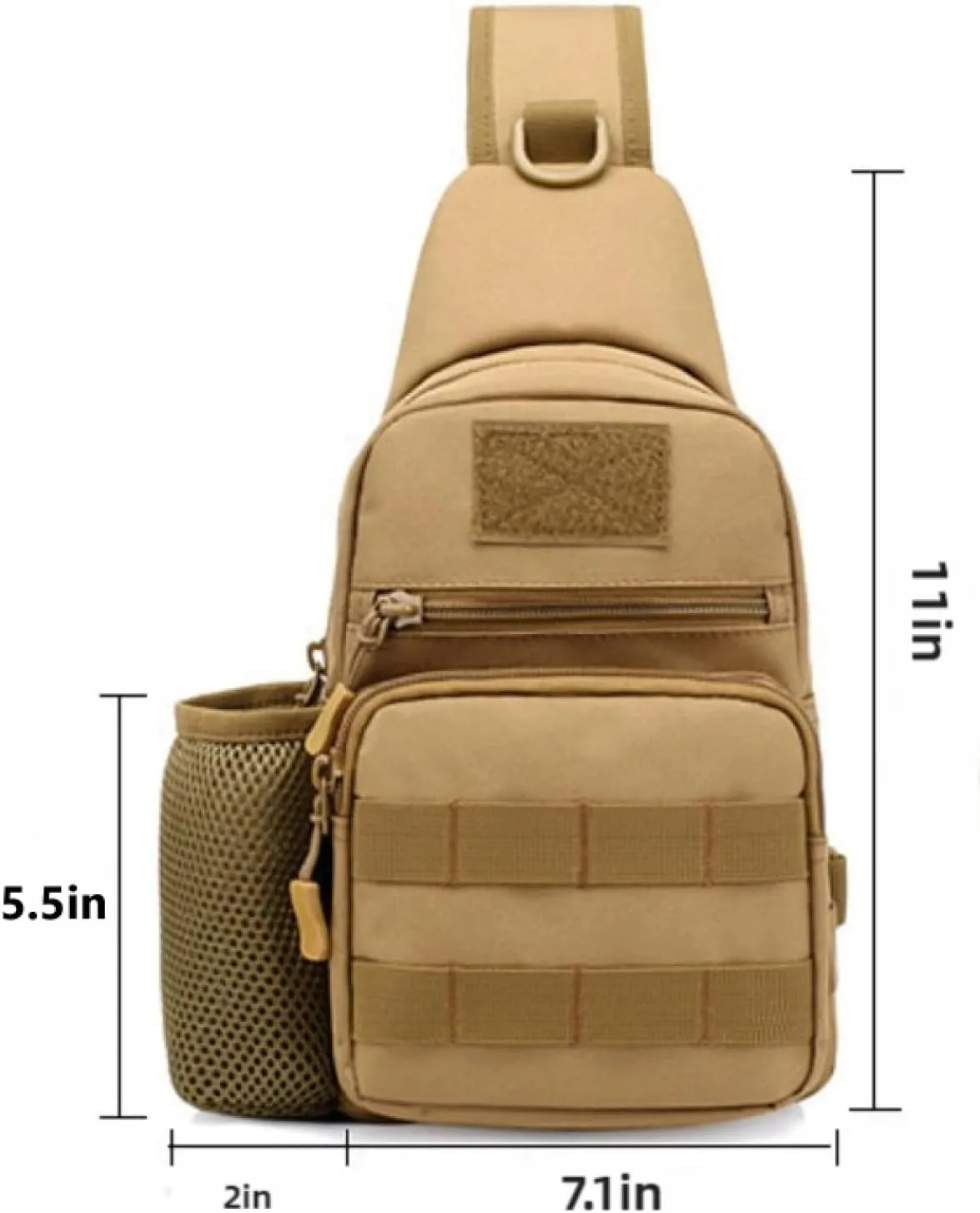 Tactical Sling Backpack with MOLLE Pouch Water Bottle Holder - Convertible Chest/Shoulder Bag for Men, Cycling, Fishing, Hiking | One Strap EDC Crossbody Bag, Outdoor Gear(Black)