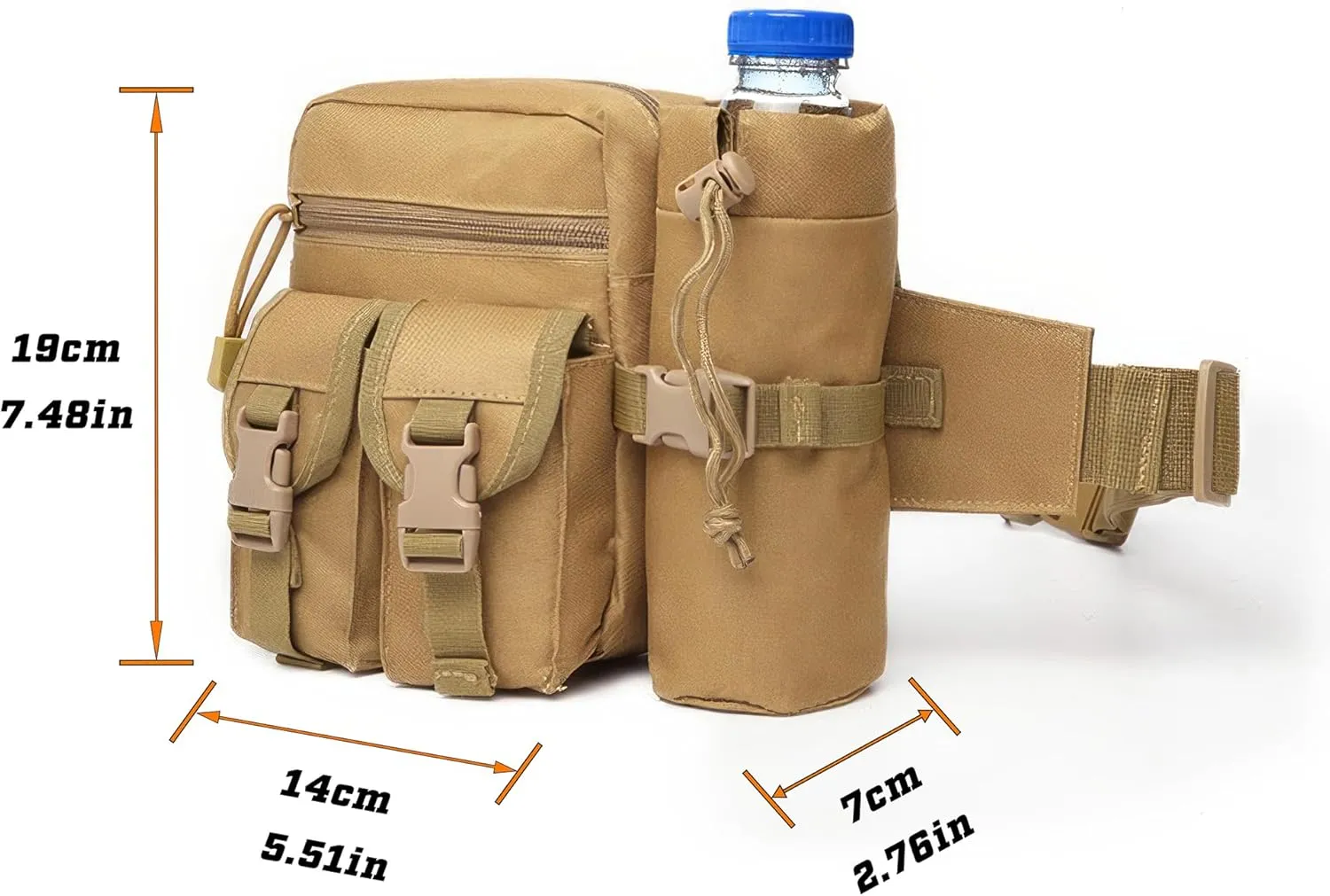 Tactical Waist Pack with Water Bottle Holder Versatile and Waterproof Military Fanny Pack Utility Belt for Outdoor Hiking Camping Fishing (Camo)