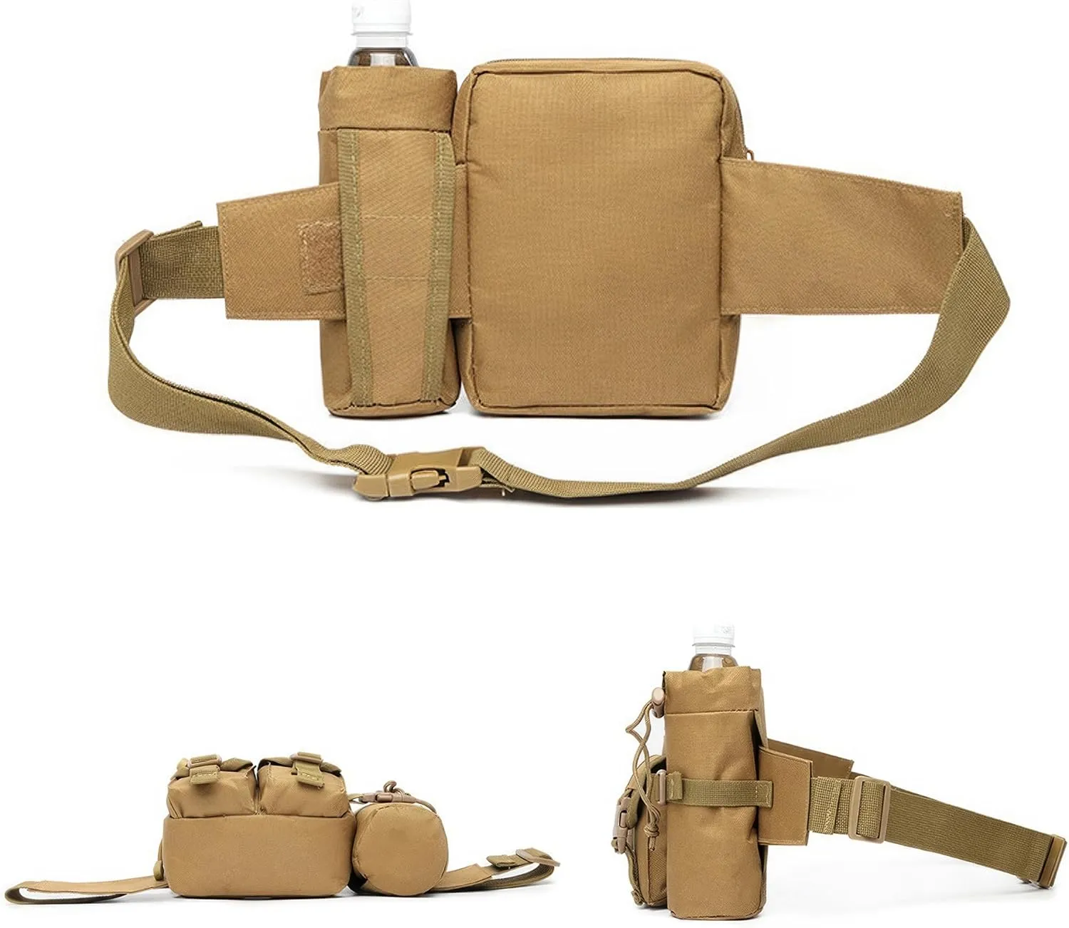Tactical Waist Pack with Water Bottle Holder Versatile and Waterproof Military Fanny Pack Utility Belt for Outdoor Hiking Camping Fishing (Camo)