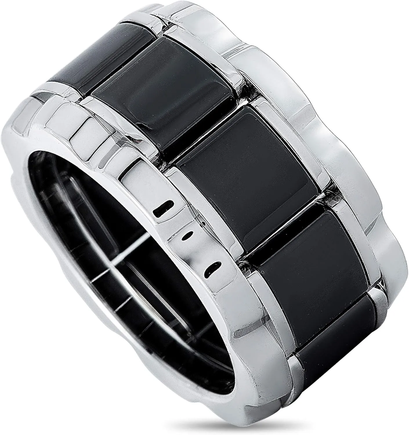 TAG Heuer Stainless Steel and Ceramic ~0.007 ct Diamond Ring