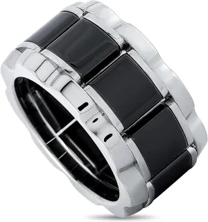 TAG Heuer Stainless Steel and Ceramic ~0.007 ct Diamond Ring