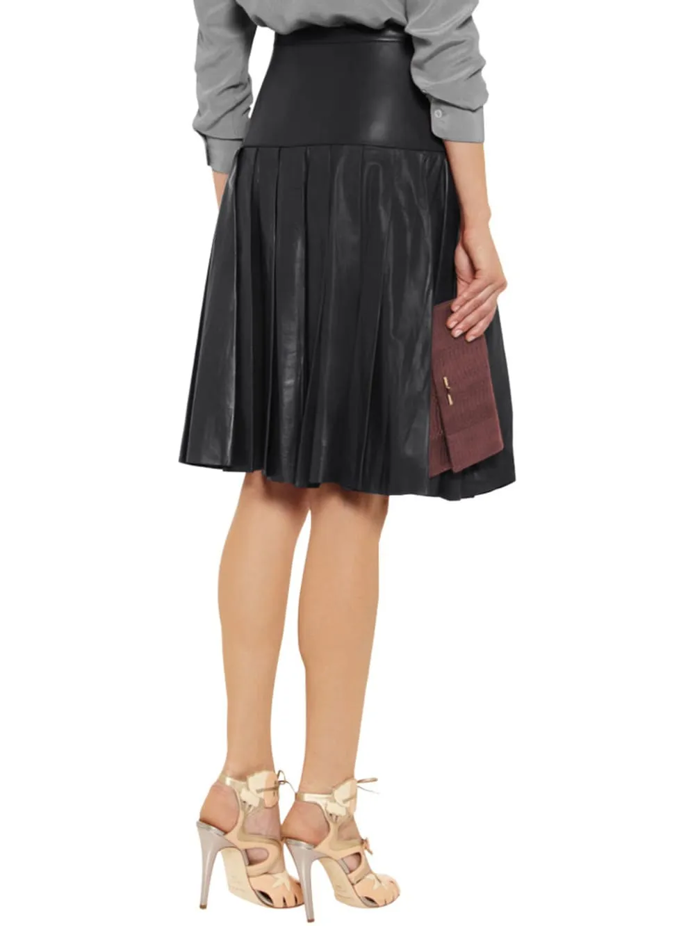 Tapered Length Sleek Leather Skirt