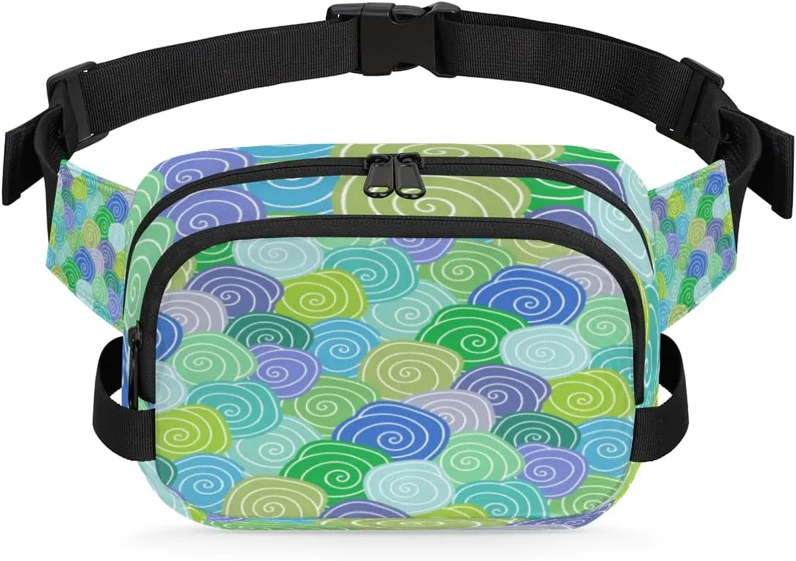 Tavisto Flat Spiral Pattern Durable Waterproof Fanny Pack with Double Zipper Closure - Organize Your Essentials with Ease - Lightweight and Comfortable for Men and Women