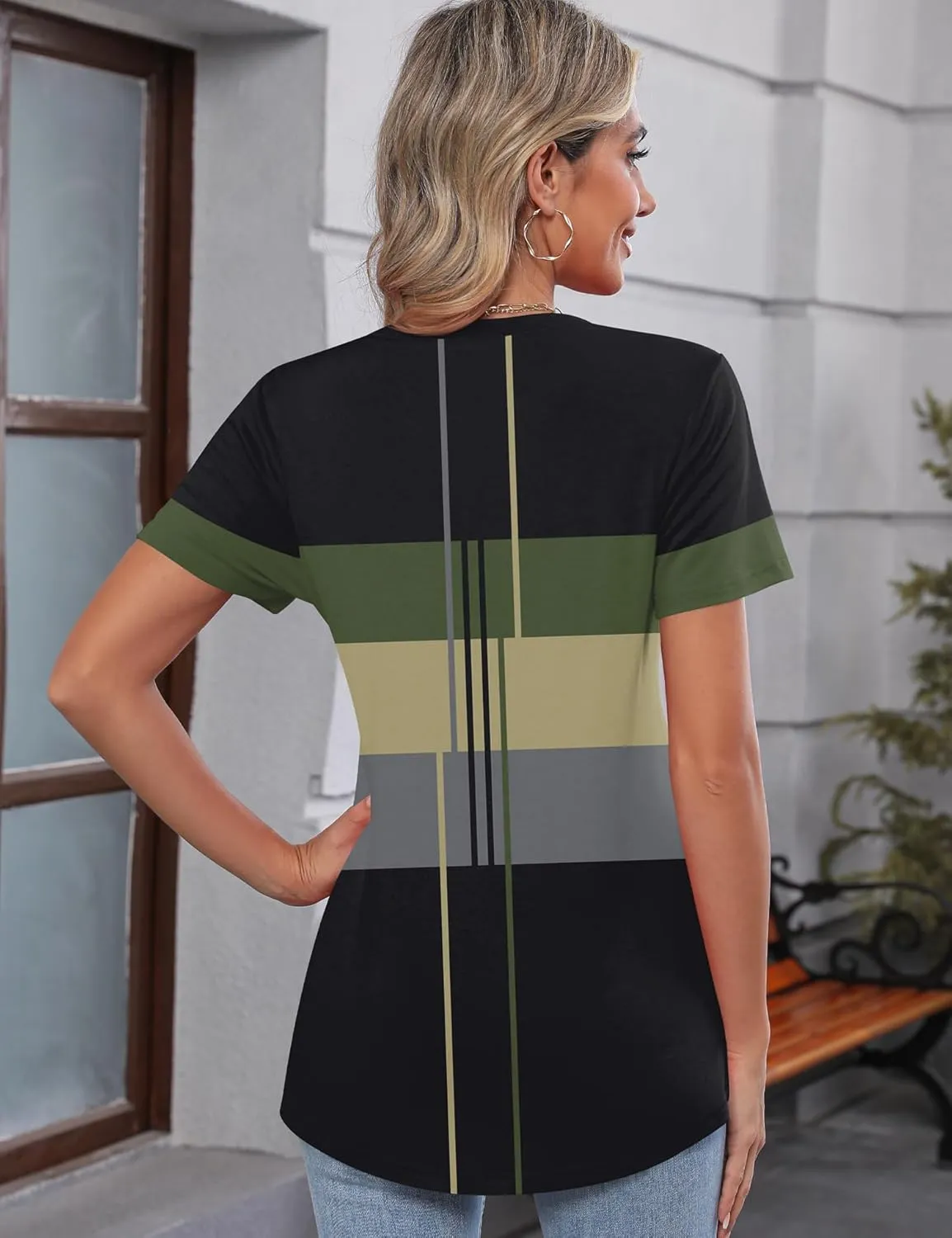 TCOT Women's Tops Summer Short Sleeve Crew Neck Shirts Dressy Casual Blouses for Women S-3XL