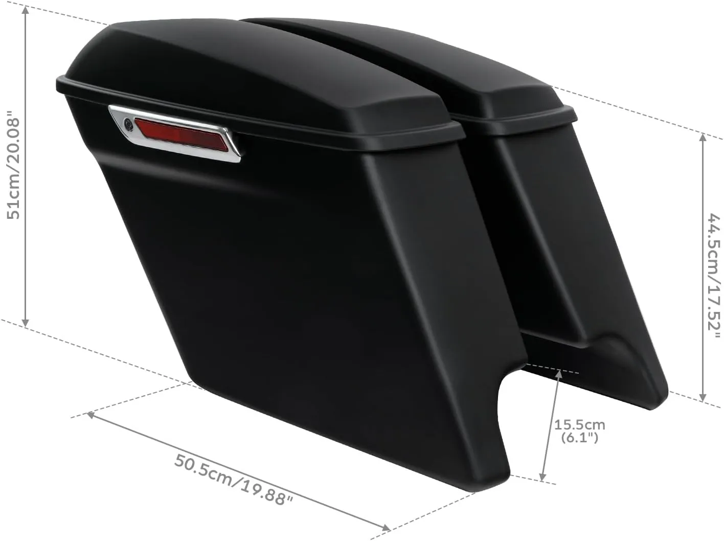 TCT-MOTORPARTS Matte Black 5" Extended Stretched Saddlebags Saddle Bags For Harley Touring 2014-2023 Street Glide Road King Electra Glide Ultra-Classic