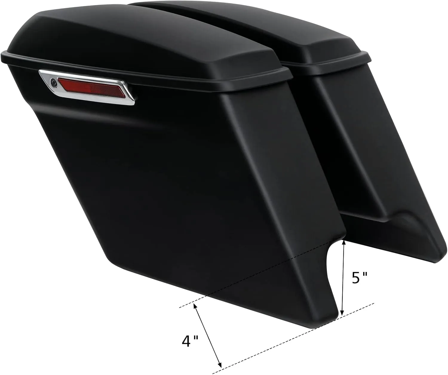 TCT-MOTORPARTS Matte Black 5" Extended Stretched Saddlebags Saddle Bags For Harley Touring 2014-2023 Street Glide Road King Electra Glide Ultra-Classic