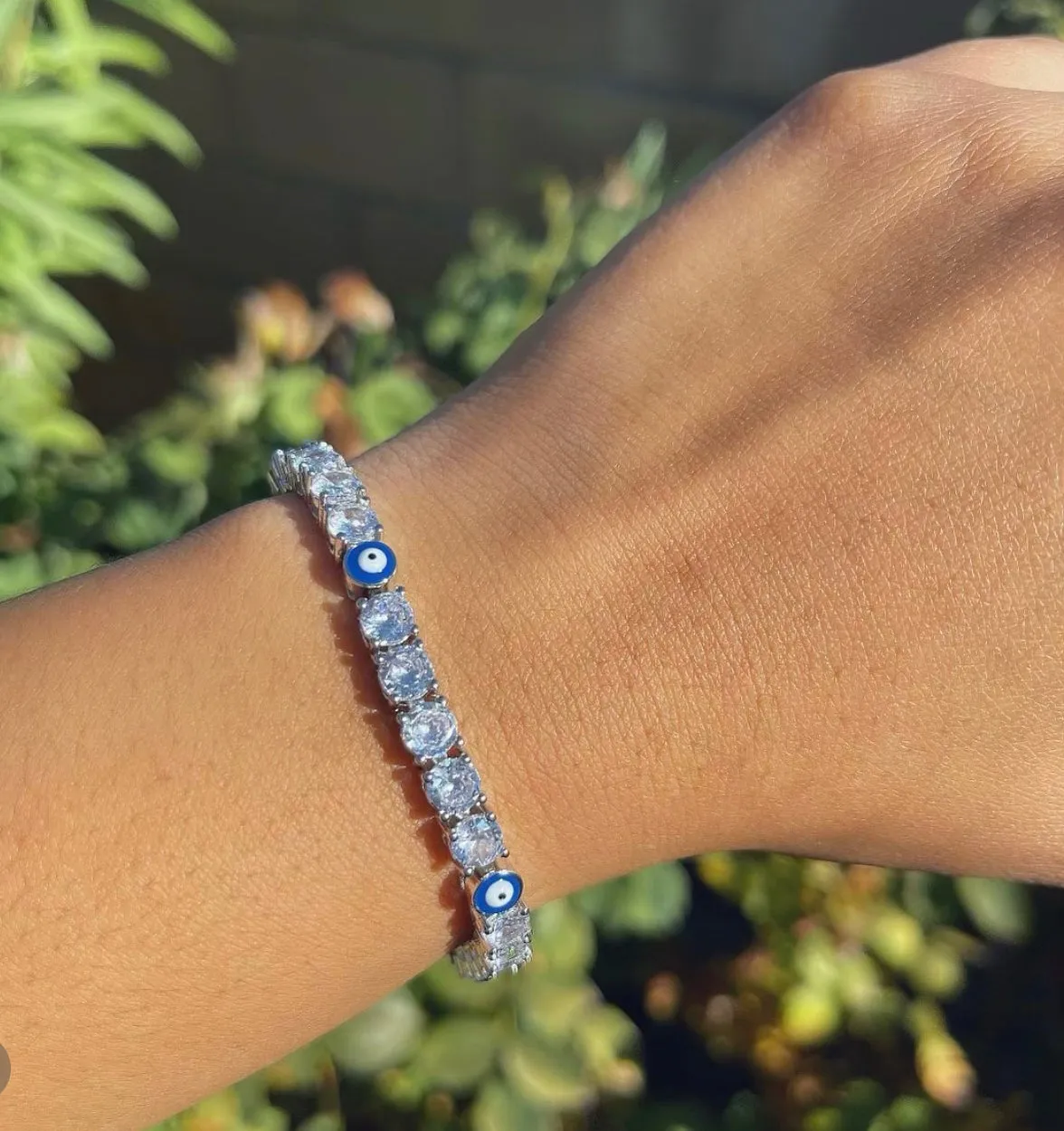 Tennis Bracelet 4mm Turkish Blue Eyes Bracelet AAA CZ Iced Out  Luxury Bangles Wholesale Women Jewelry