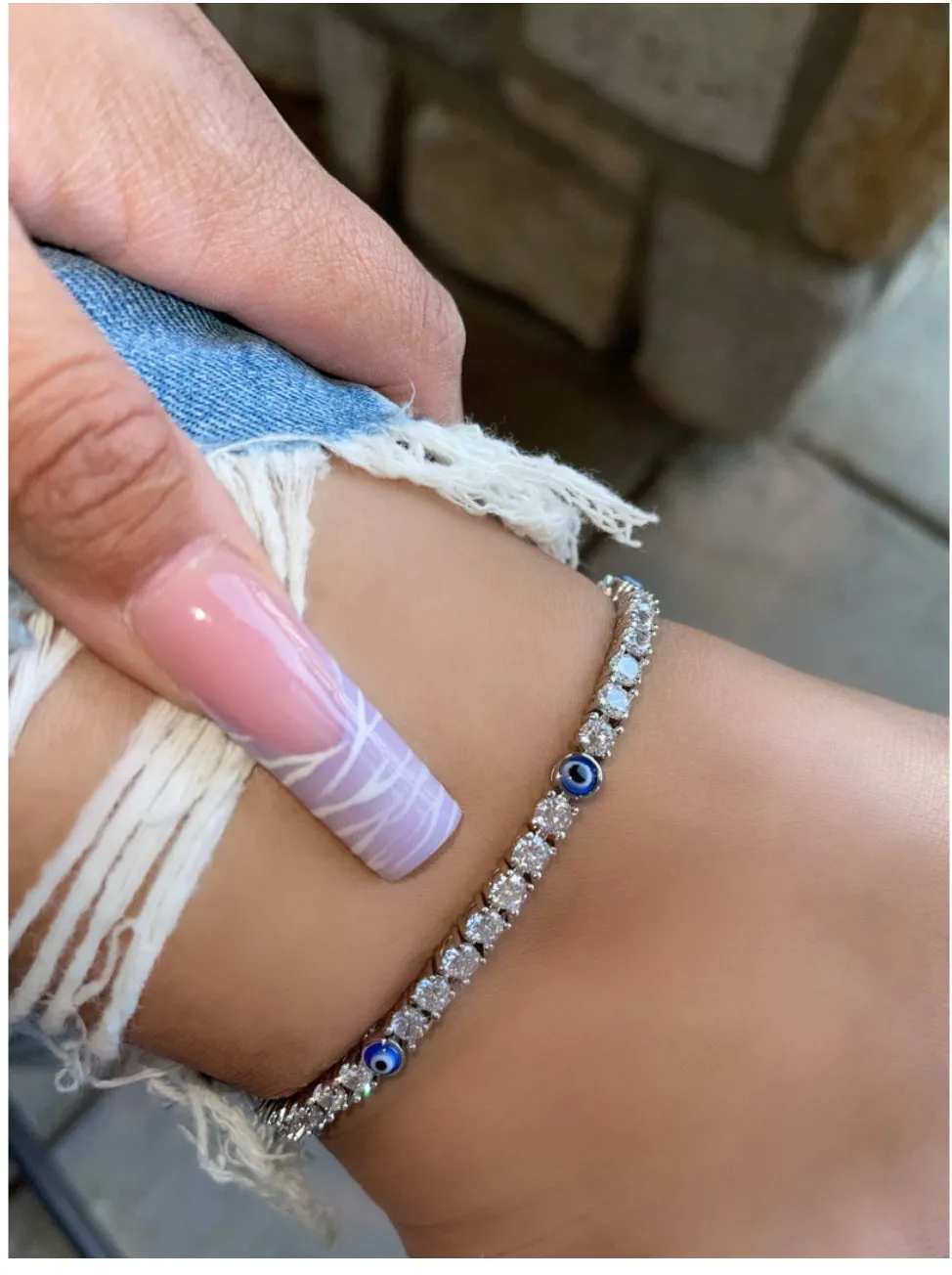 Tennis Bracelet 4mm Turkish Blue Eyes Bracelet AAA CZ Iced Out  Luxury Bangles Wholesale Women Jewelry