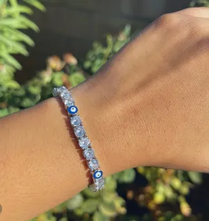 Tennis Bracelet 4mm Turkish Blue Eyes Bracelet AAA CZ Iced Out  Luxury Bangles Wholesale Women Jewelry
