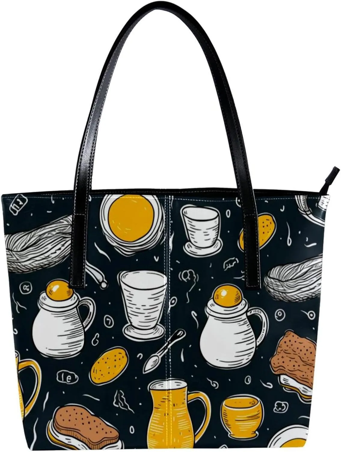 The Tote Bag For Women,Bags For Women,Reusable Shopping Bags,Breakfast Coffee Fried Egg Handbags