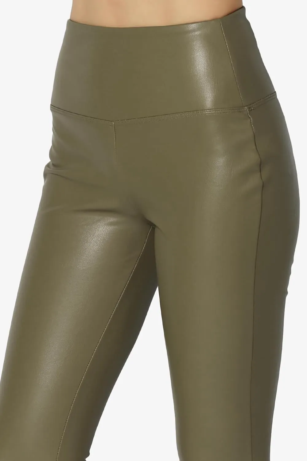 TheMogan Sexy Stretchy Faux Leather Leggings Wide Band High Waist Tights Pants