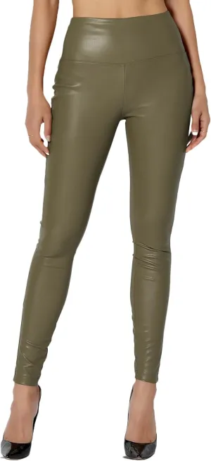 TheMogan Sexy Stretchy Faux Leather Leggings Wide Band High Waist Tights Pants