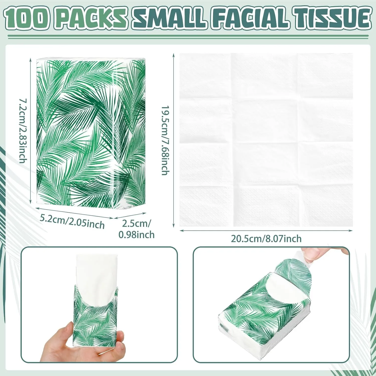 Therwen 100 Pack Pocket Tissues Travel Packs Bulk 1000 Sheet Mini Tissues Bulk 3 Ply Small Travel Size Paper Individual Pocket Size