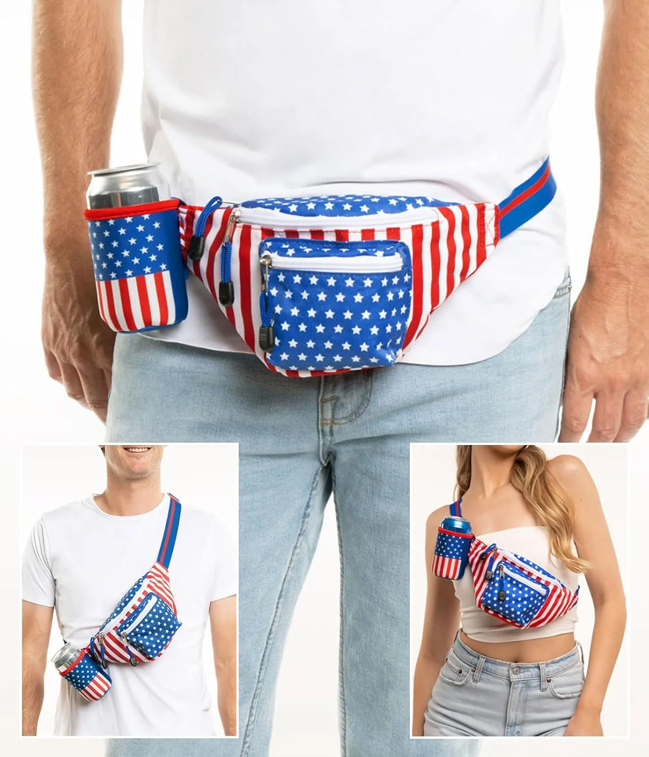 Tipsy Elves Unisex Adult Patriotic Fanny Pack 2024