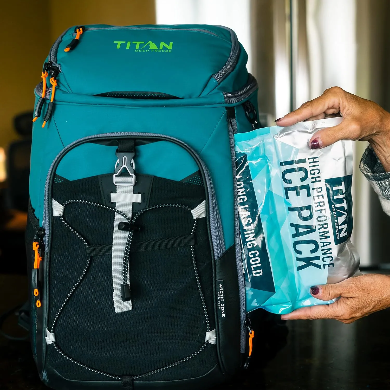 Titan Deep Freeze Ice Wall Backpack Cooler 30 Can Cooler Bag with Ice Packs