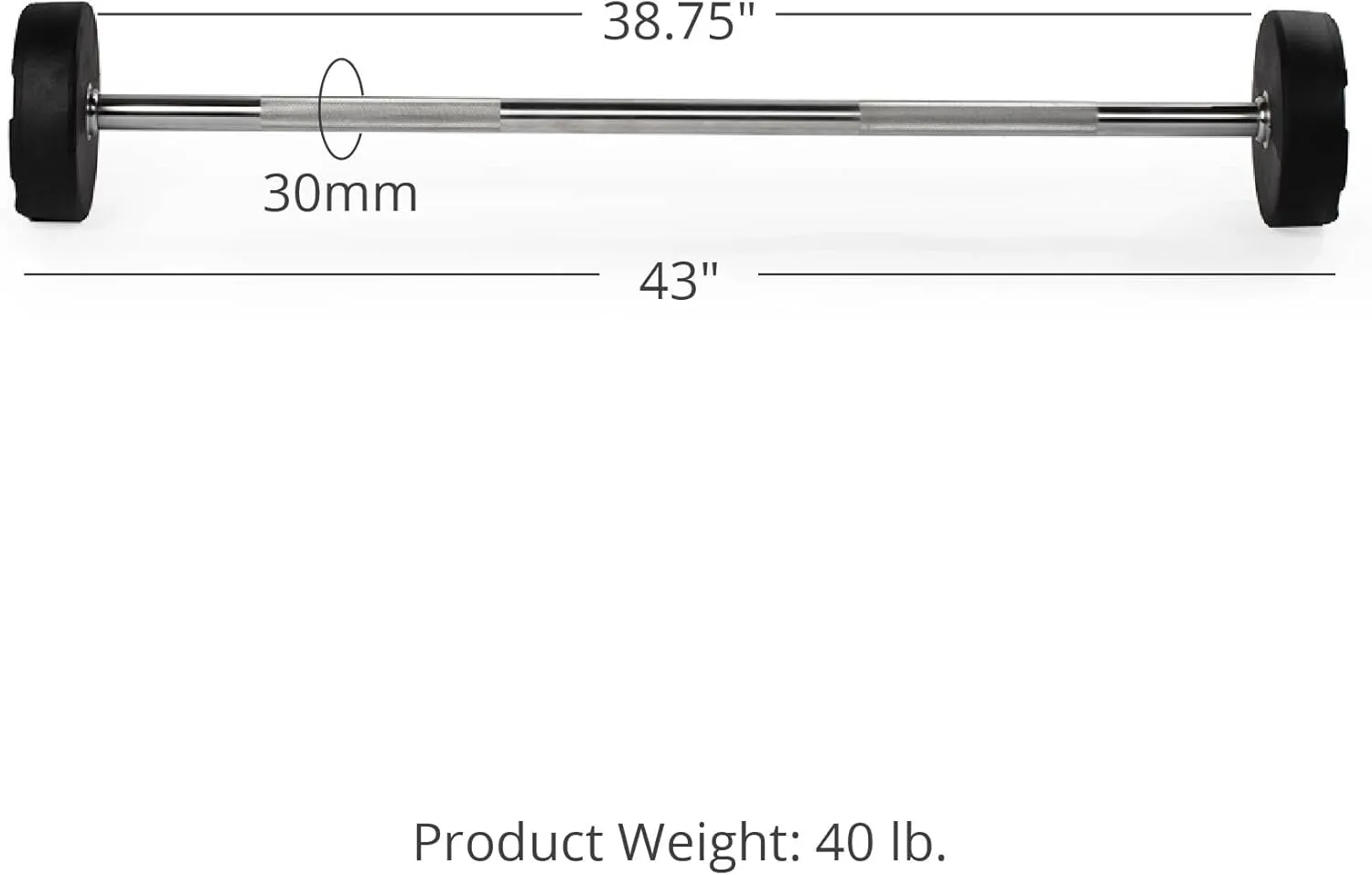 Titan Fitness Rubber Curl Fixed Barbells, Pre-Loaded Weight Bar for Strength Training & Weightlifting