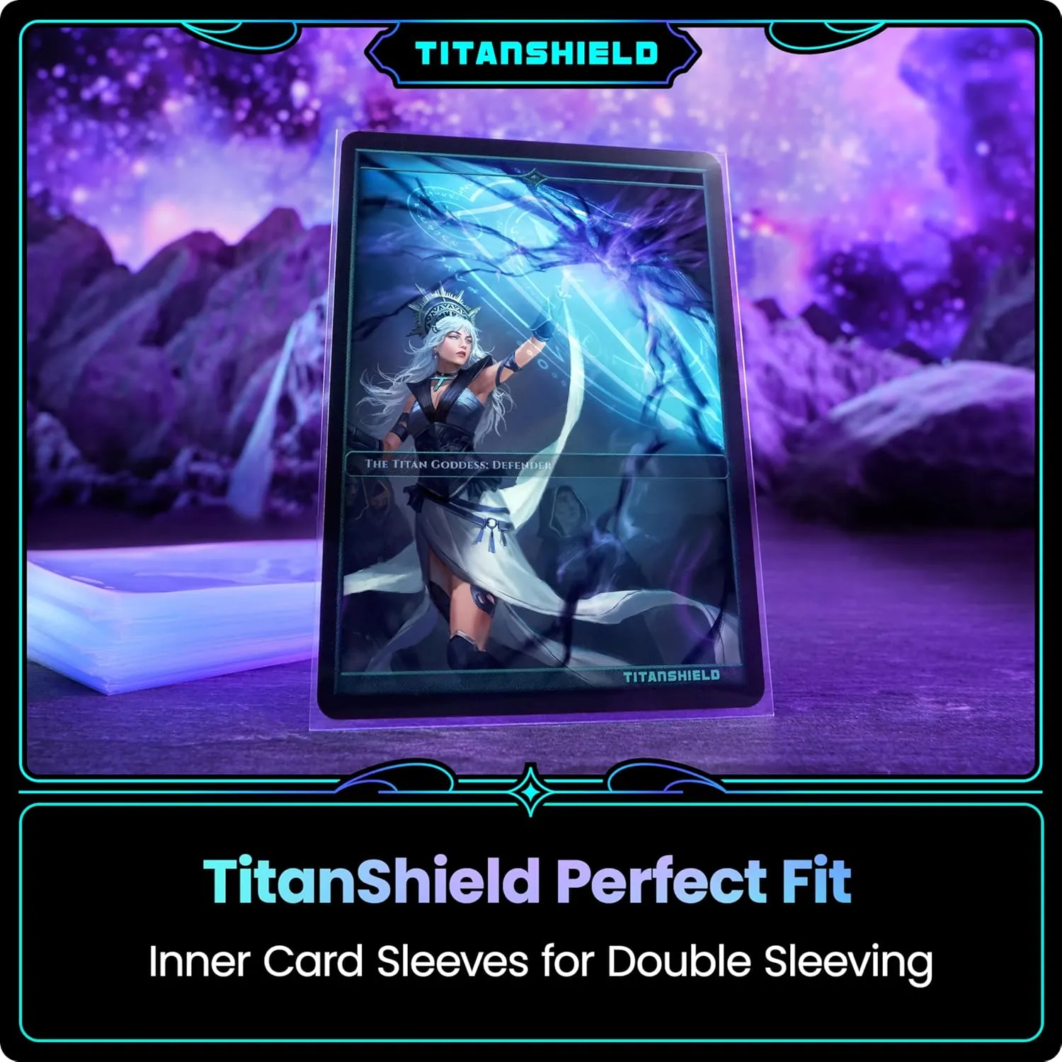 TitanShield 1000 Premium 60-Microns Ultra Clear Standard Size Perfect Exact Fit Inner Card Sleeves. Perfect for Double-sleeving and Compatible with Pokemon Cards MTG Magic The Gathering Lorcana