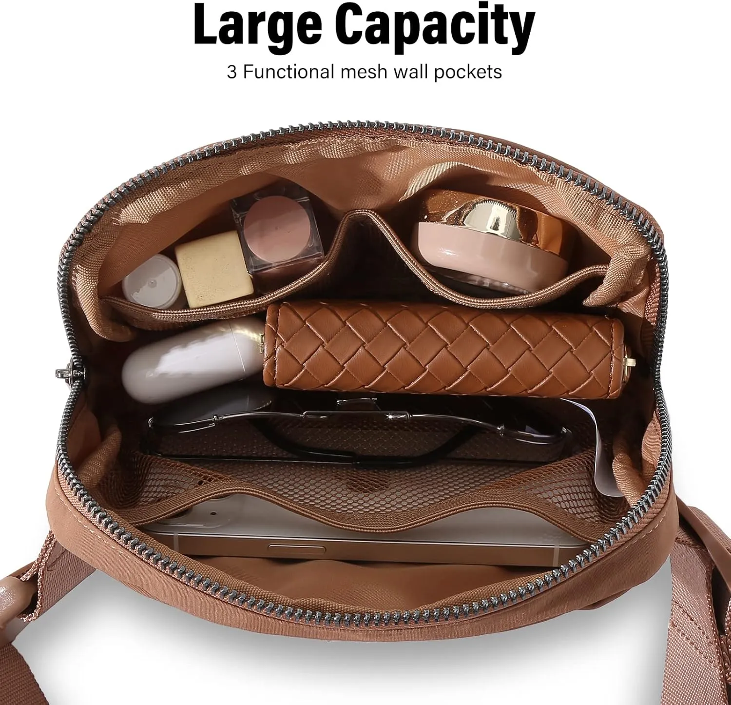 TOBVZOO Belt Bag Fanny Pack Crossbody Bags for Women Men, Everywhere Belt Bags with Adjustable Strap, Unisex Mini Fashion Waist Packs (Brown)