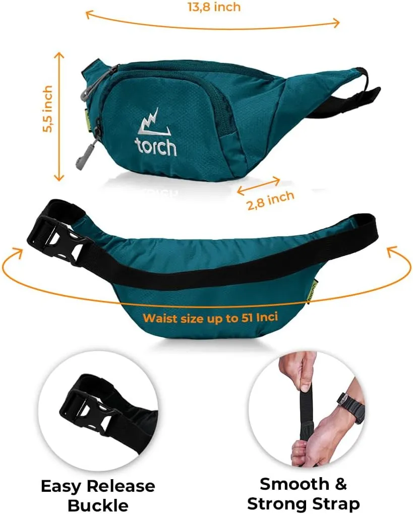 TORCH Mens Fanny Pack Crossbody - Waist Bag for Women with Compass Survival, Small Lightweight Bum Bag for Walking, Jogging, Running, Travelling - Vallejo (Tosca)