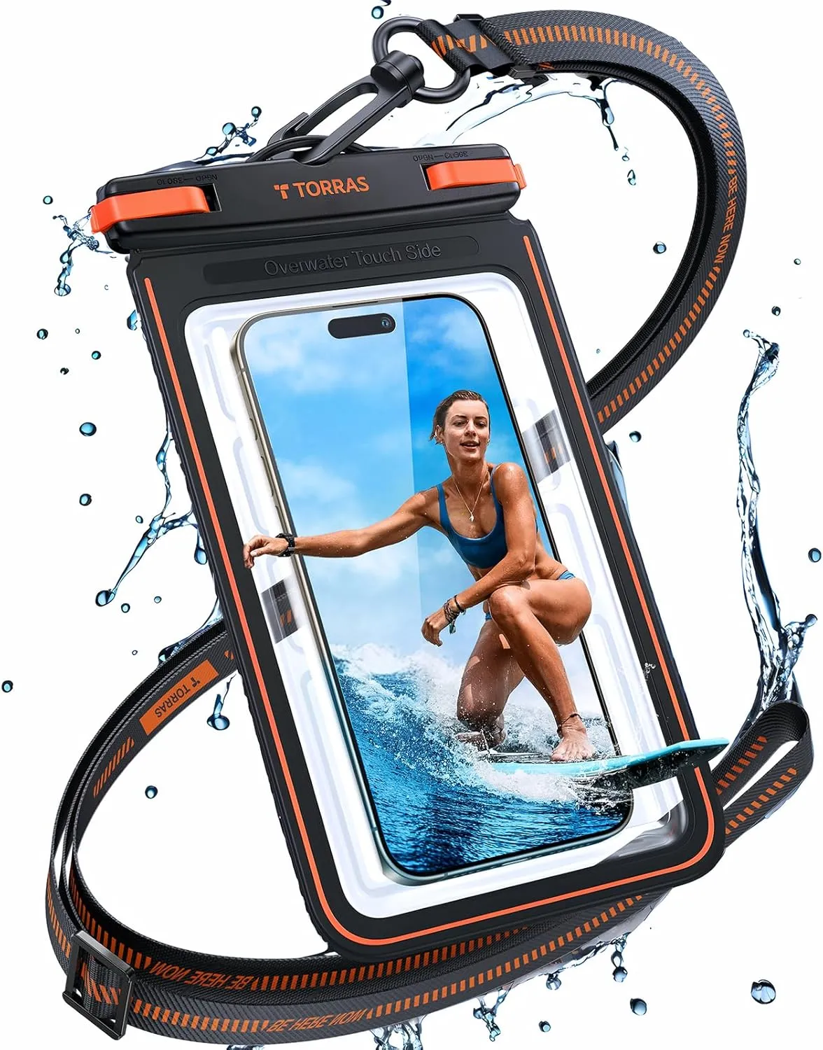 TORRAS IPX8 Waterproof Phone Pouch Floating, Underwater Screen Touchable, Waterproof Phone Case with Lanyard for iPhone 16 Pro Max 15 14 13 S25, Cell Phone Dry Bag Cruise Ship Essentials 7.0", Black
