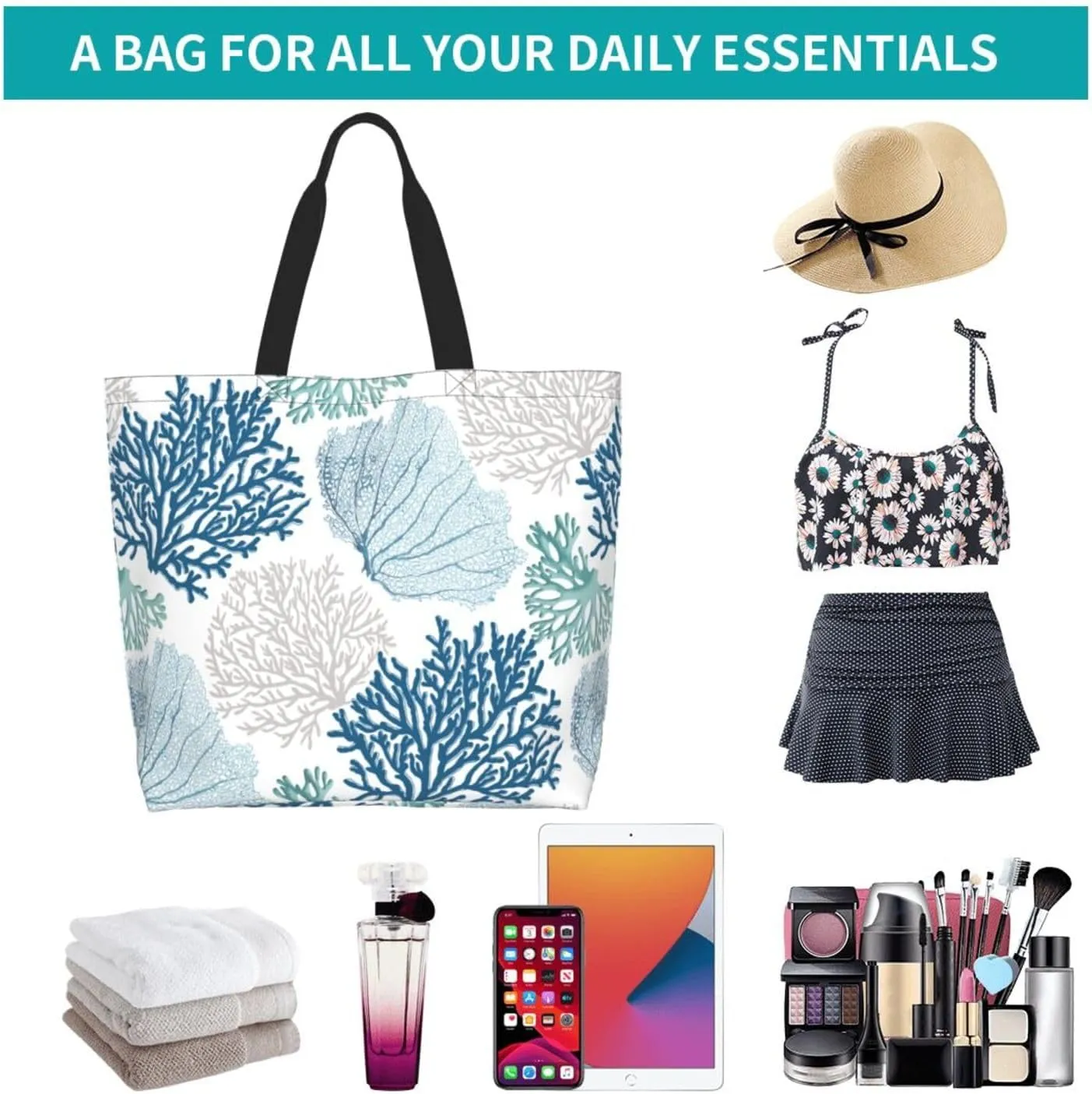 Tote Bag for Women,Large Beach Bag Reusable Grocery Bags Casual Shoulder Bag Handbags for Shopping Travel Work